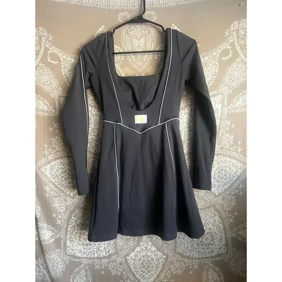 Yellow YLLW the Label Bailey Long Sleeve Tennis Dress in Charcoal Size Small - Picture 7 of 8